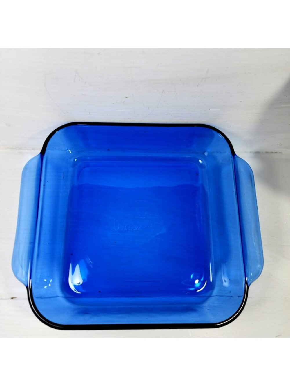 Pyrex Square Cobalt Baking Pan 8" Blue Casserole Dish 2qt vintage glass pan 222 - Picture 2 of 8